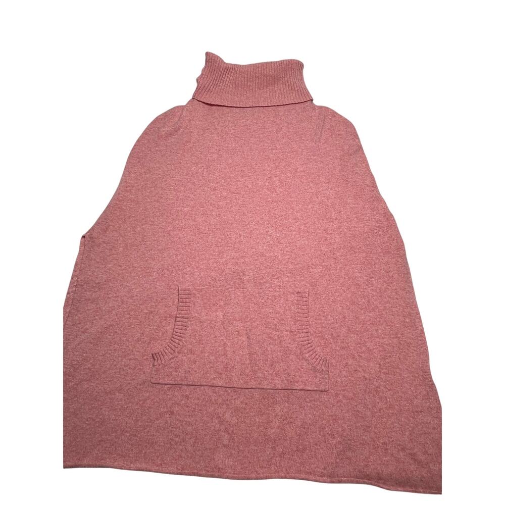 Lily McNeal cashmere sleeveless turtleneck capelet pink kangaroo pocket y2k
